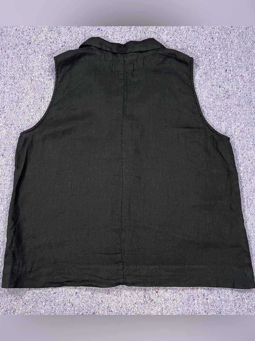 Cut Loose Sleeveless Black Linen Button Up Top Size Medium